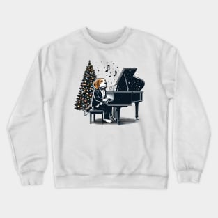 Beagle Playing Piano Christmas Crewneck Sweatshirt